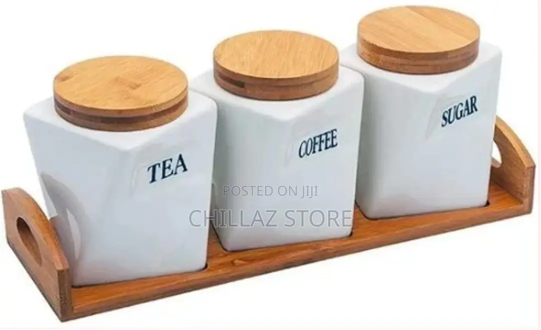 Ceramic Twisted Tea Coffee Sugar 3 Canisters Set