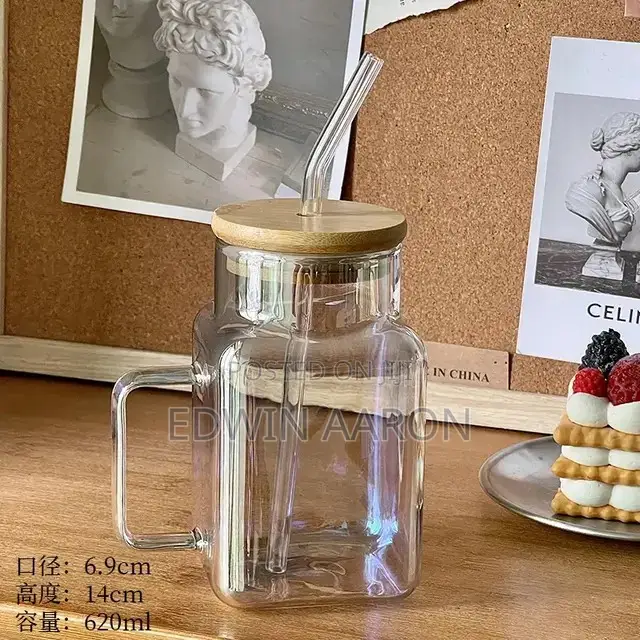 Glass Juice Jar With Straw 400mls