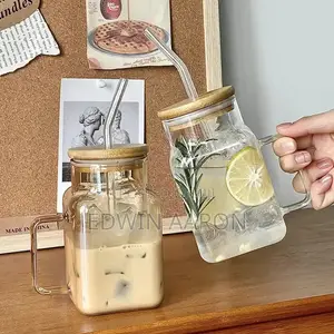 Glass Juice Jar With Straw 400mls