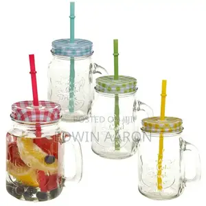 Mason Jars With Cover and Straw 500mls