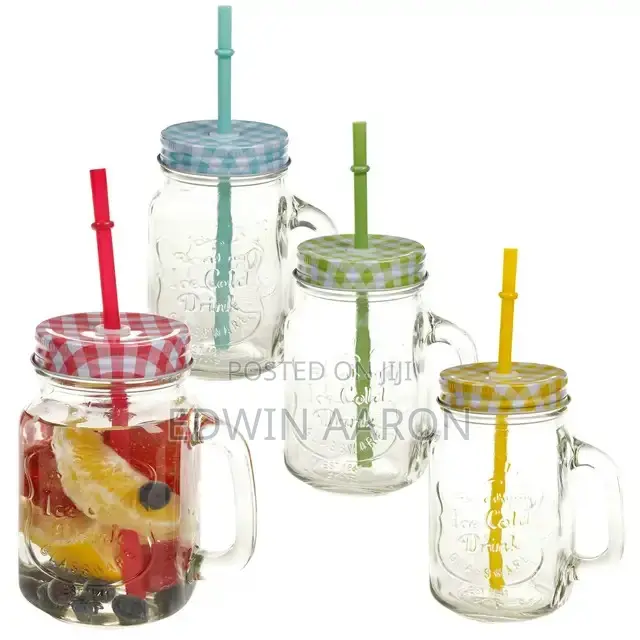 Mason Jars With Cover and Straw 500mls