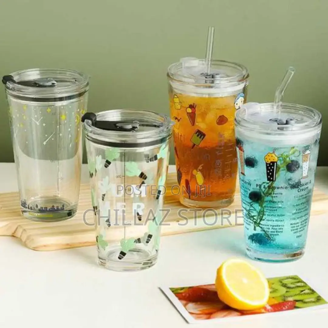 450ML Reusable Smoothie Cup, Glass Shake Tumbler