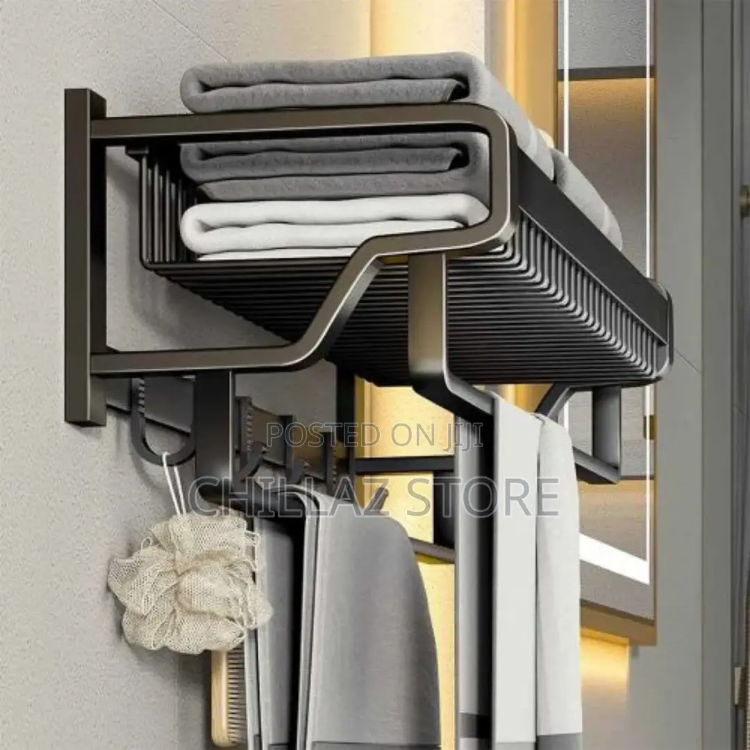 Bathroom Towel Rack Basket Shelf Storage Holder