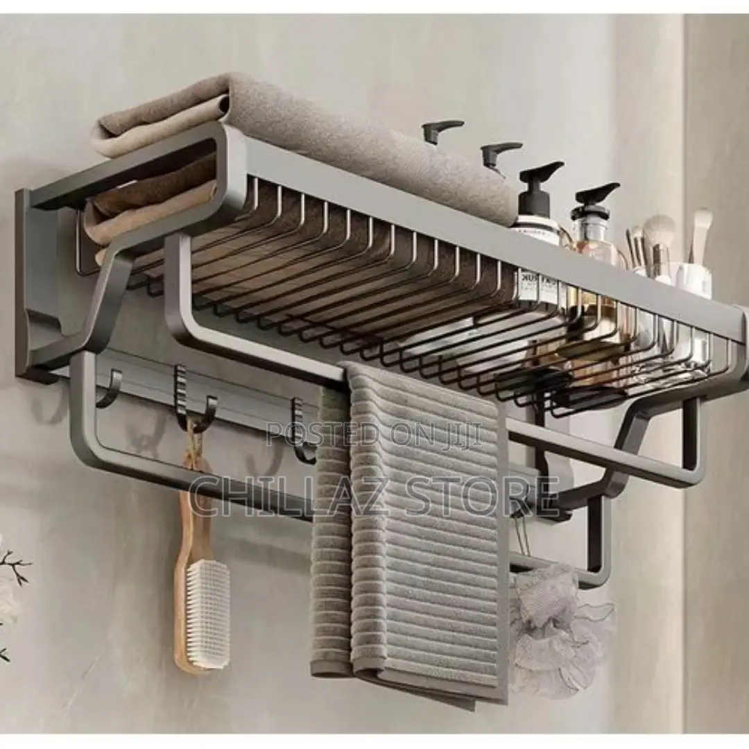 Bathroom Towel Rack Basket Shelf Storage Holder