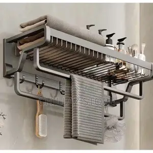 Bathroom Towel Rack Basket Shelf Storage Holder
