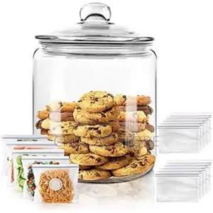 Glass Sweet Cookie Candy Jar Cereal Food Storage Container