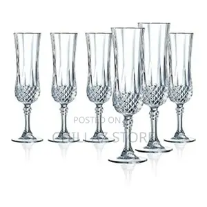 6 Pieces of Diamond Champaign Flute Wine Glasses