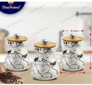 3 PC Ceramic Sugar Coffee Tea Canister Storage Containers