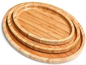 3 Piece Oval Bamboo Wood Tea Food Serving Trays Plates