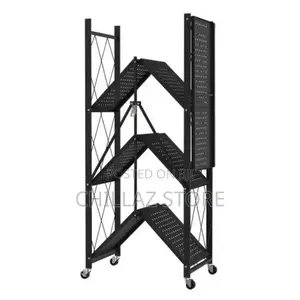 4 Tier Foldable Storage Shelves With Wheels Rack
