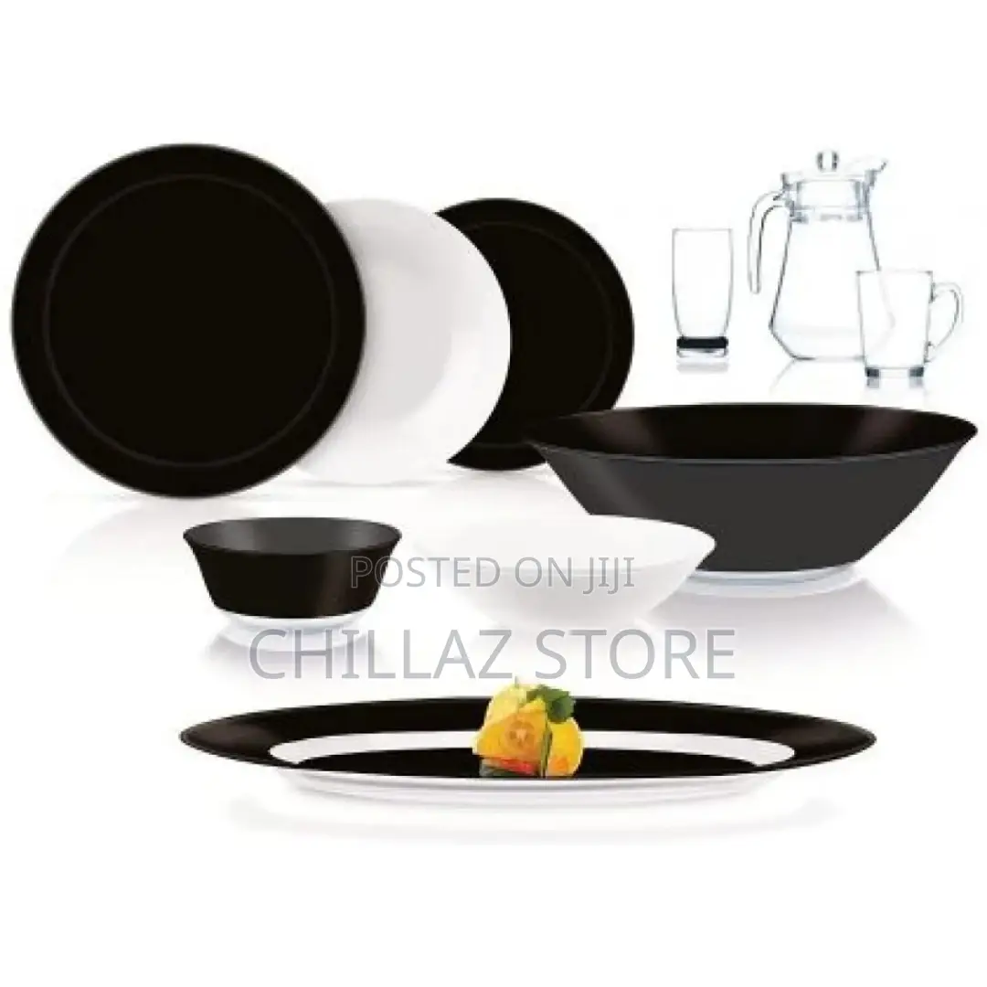 Luminarc Black White Plates Dinner Set (46 Pcs) –