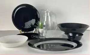 Luminarc Black White Plates Dinner Set (46 Pcs) –