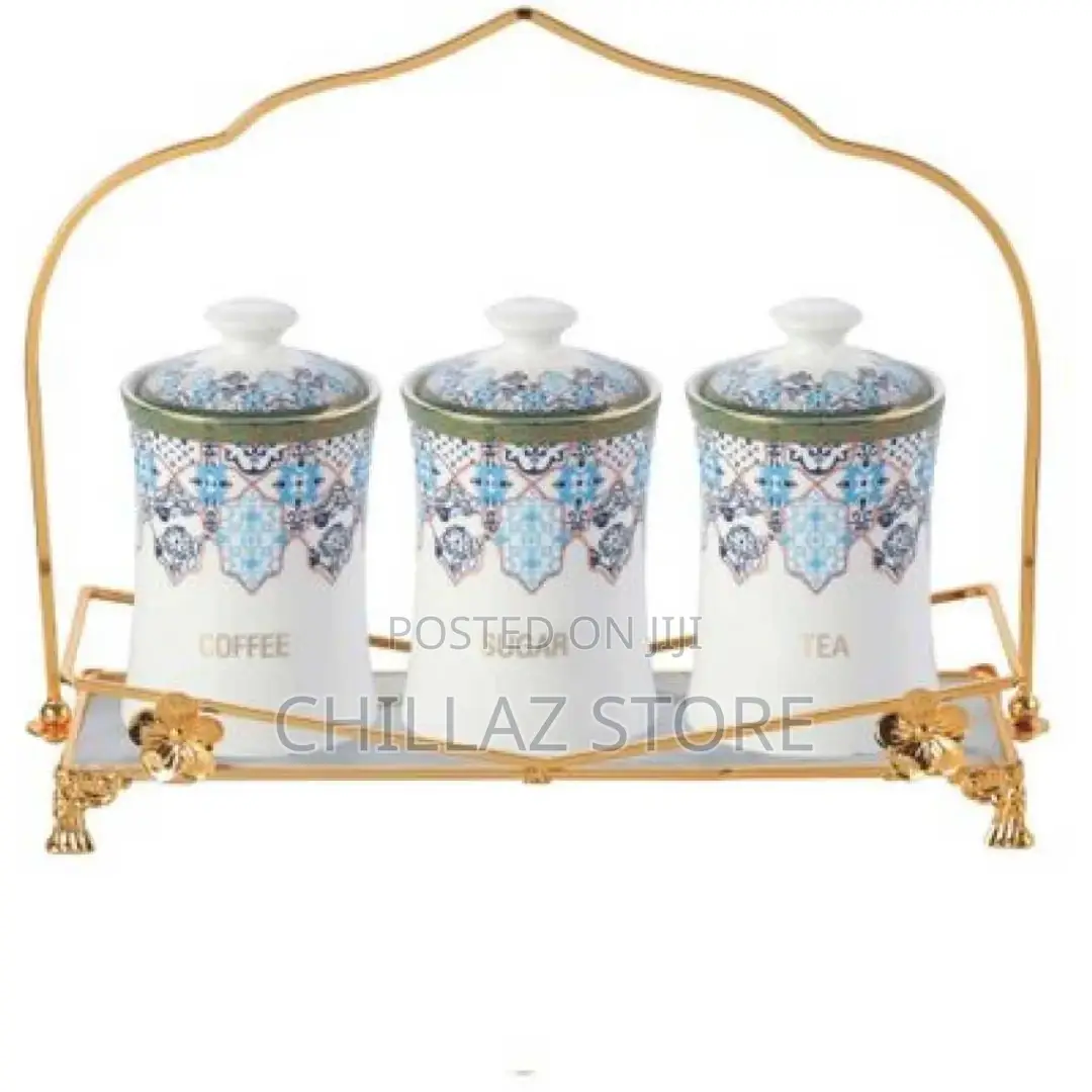 Life Smile 3 Piece Ceramic Sugar Bowl Coffee Tea Storage
