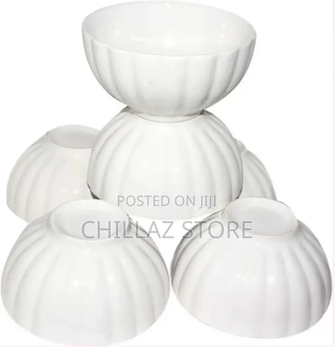 White Lined Serving Soup Bowl 6pcs – White