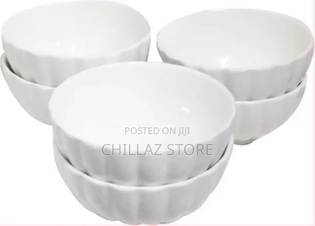 White Lined Serving Soup Bowl 6pcs – White