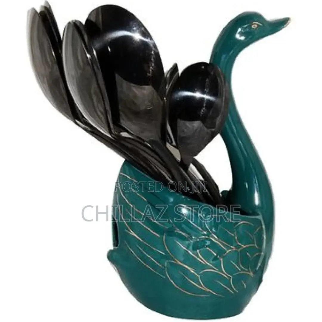 Ceramic Swan Fork, Spoon Cutlery Stand Holder