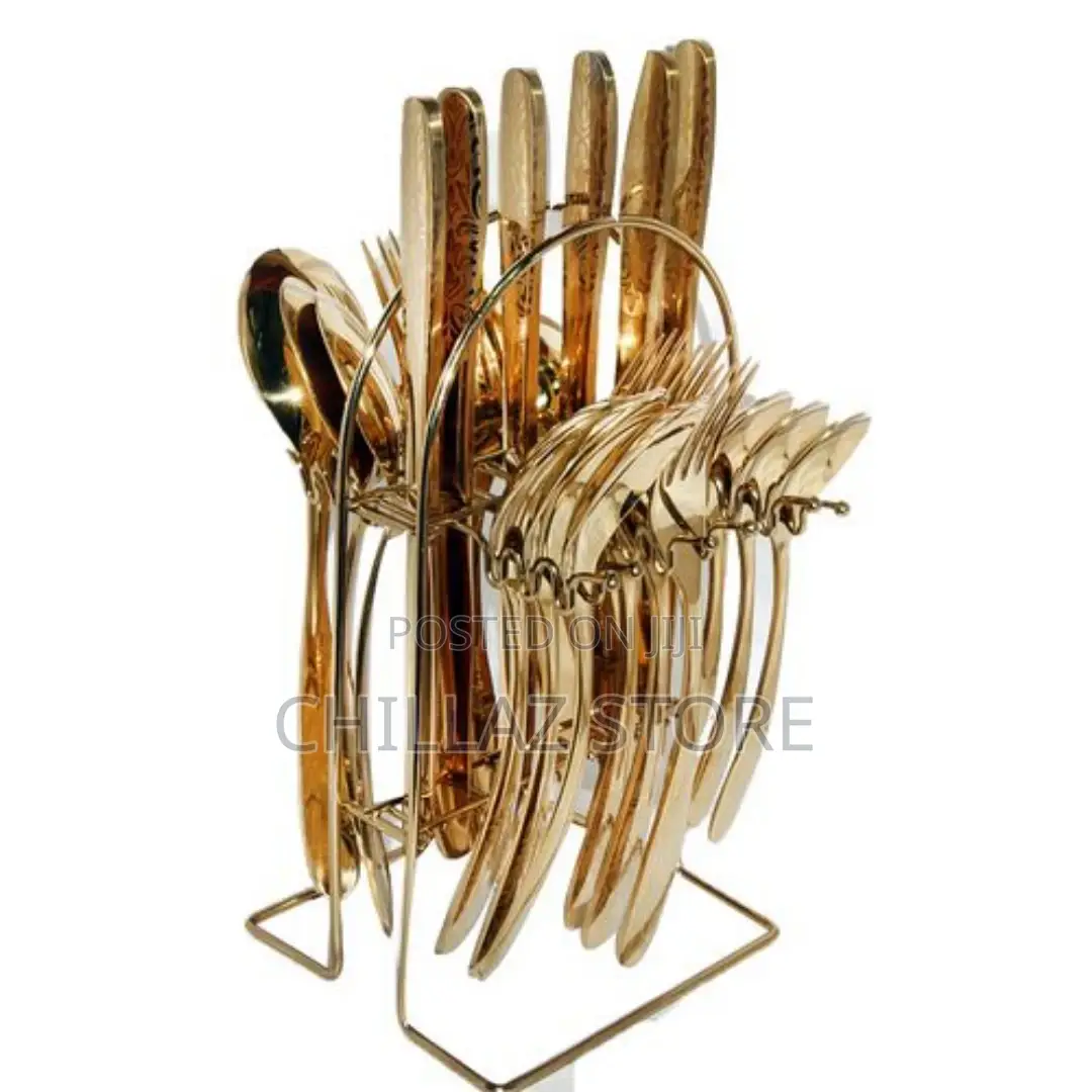 24pcs Cutlery (Forks, Spoons Knives) With a Stand –