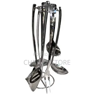 Long Dinner Serving Utensils/Spoons With Stand, 7pcs
