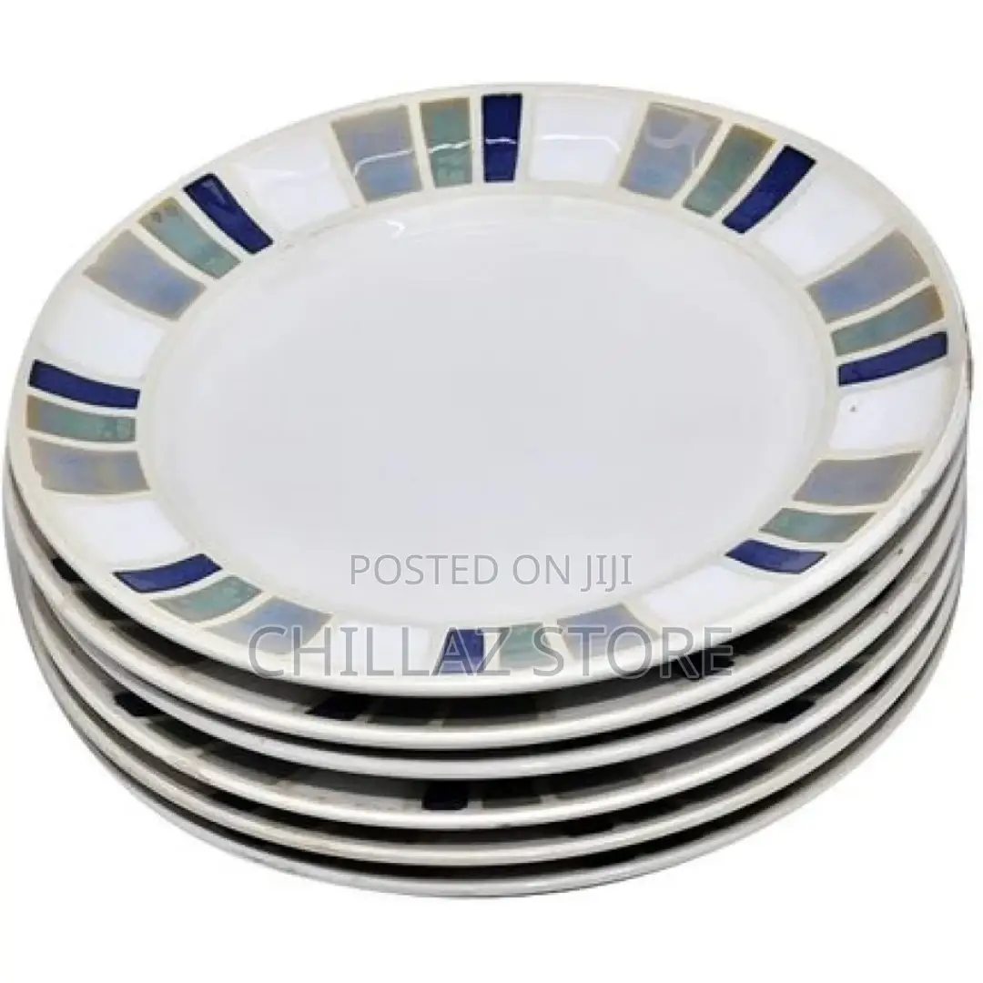 6 Pieces Blue Designed Side Plates – White