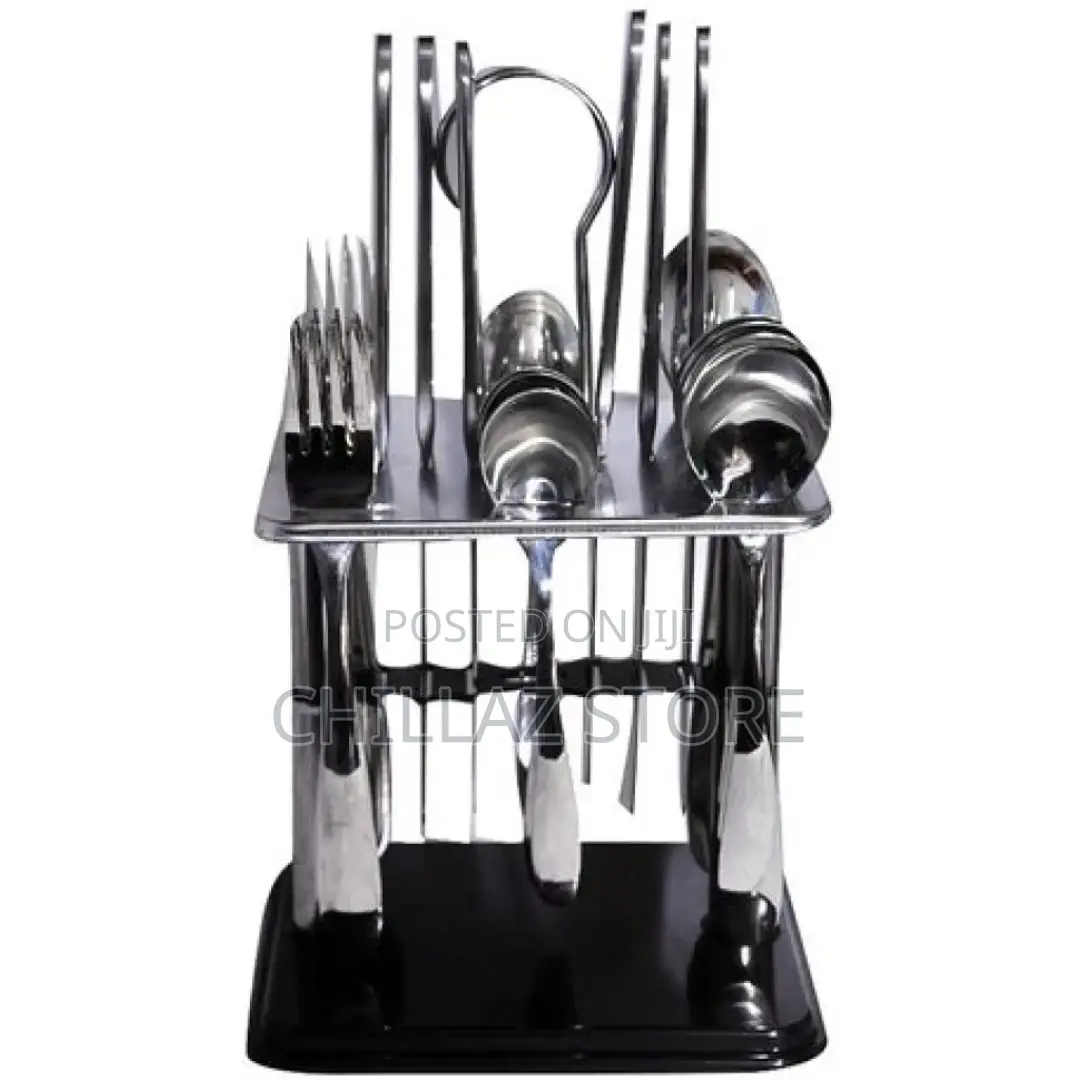 24pcs Cutlery (Forks, Spoons Knives) With a Stand –
