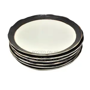 Band Dinner Plates, 6PCS – Black, Gold