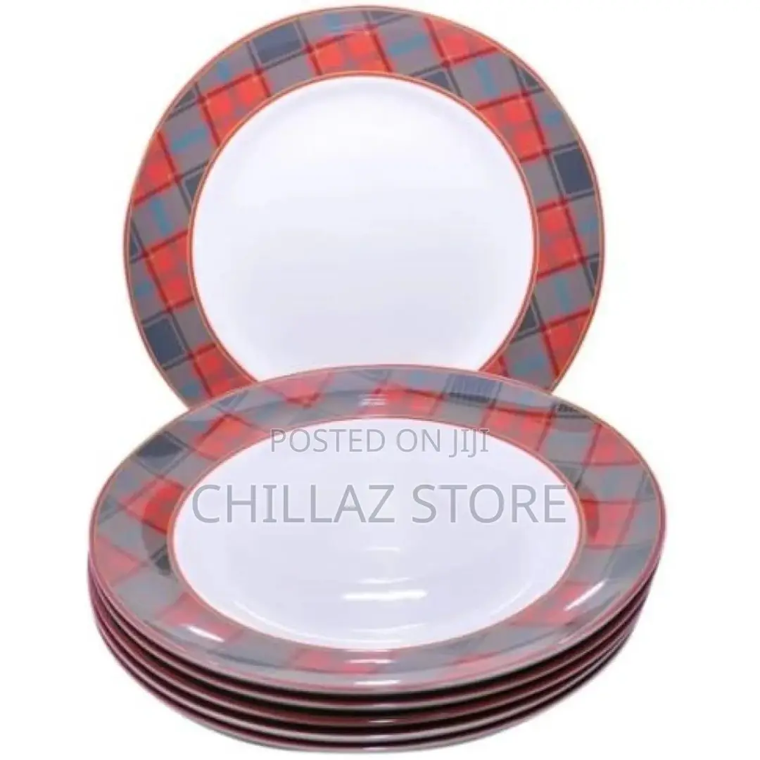 Checked Dinner Plates, 6PCS – White