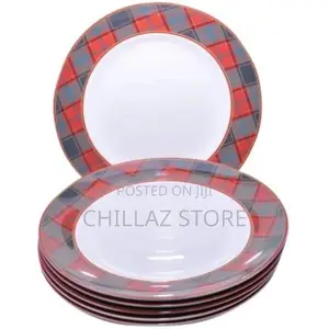Checked Dinner Plates, 6PCS – White