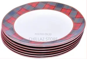 Checked Dinner Plates, 6PCS – White