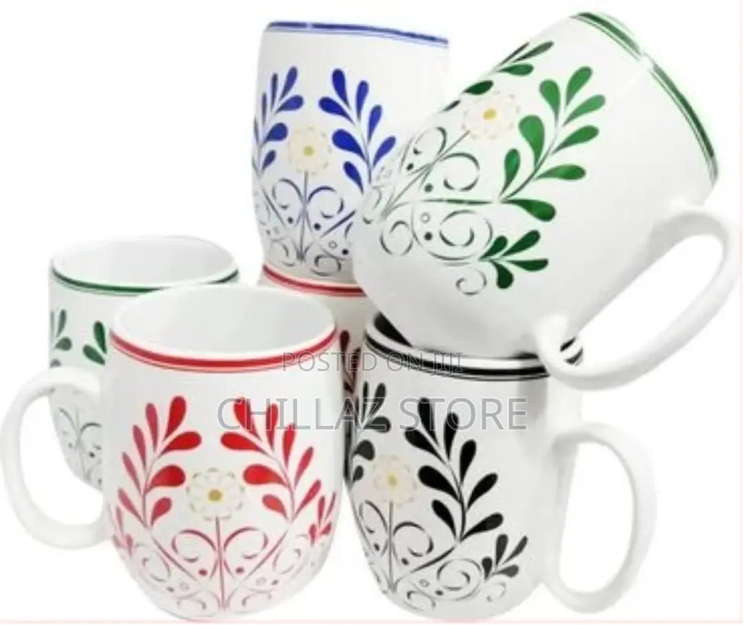 6 Pieces of Flowered Designed Pot Cups/Mugs