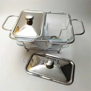 1.3L Double Glass Chafing Dish Buffet Food Warmers