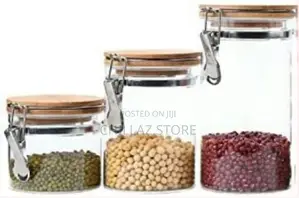3PC Airtight Storage Pantry Food Glass Jars With Bamboo