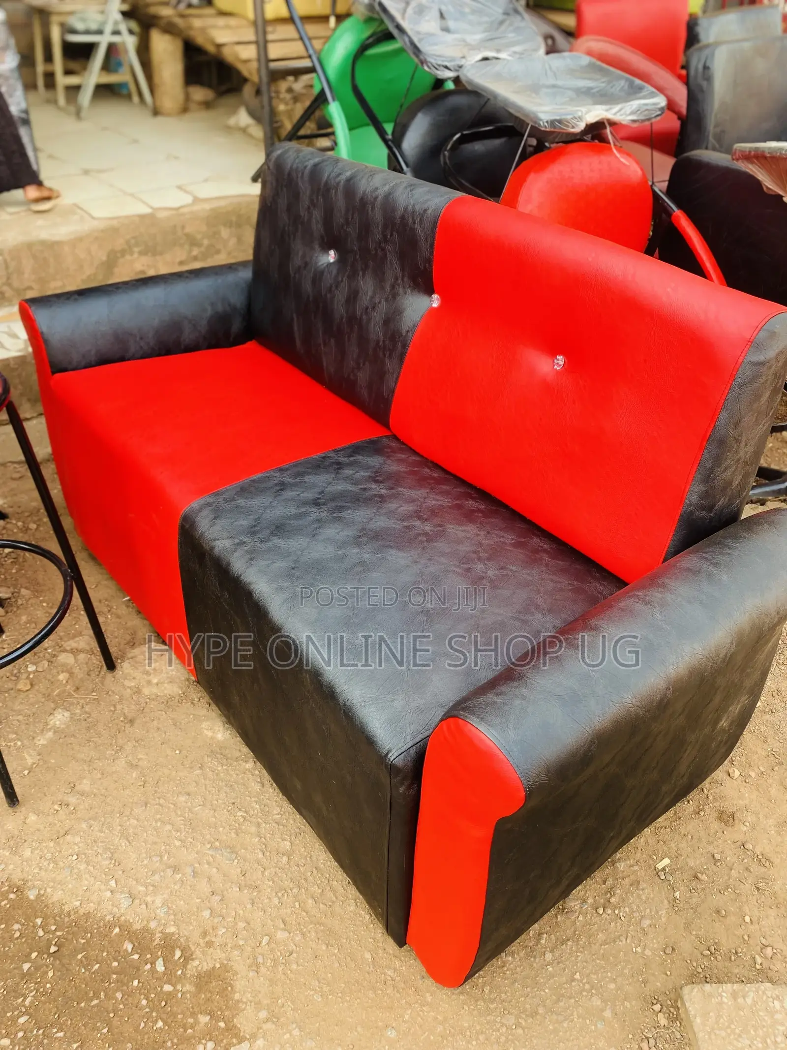 Comfortable Red and Black Chairs