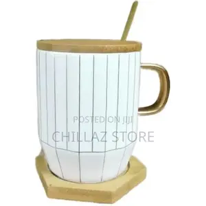 Breakfast Coffee Mug, Tea Cup Gift Set With Gold Spoon-