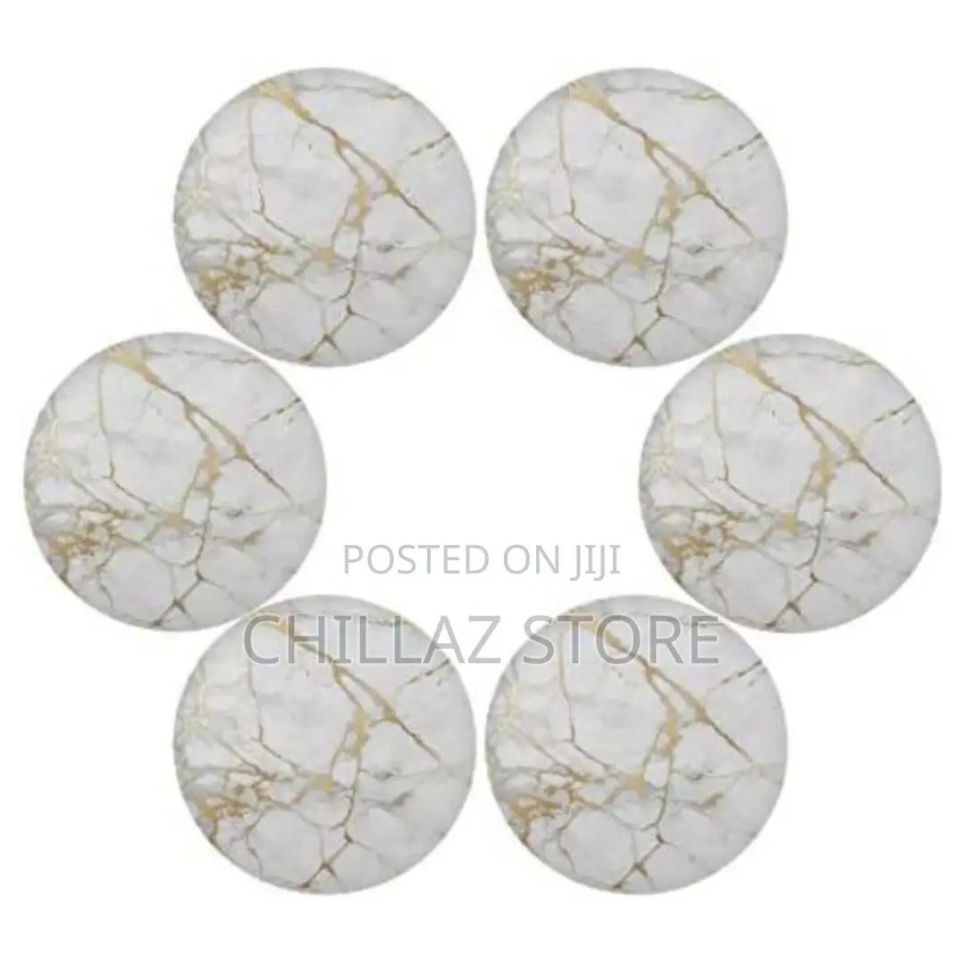 2 Sided 6PC Marble Design Round Placemats Dining Table Mats