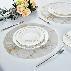 2 Sided 6PC Marble Design Round Placemats Dining Table Mats