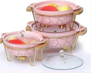 3pcs Ceramic Food Warmer Chafing Dish