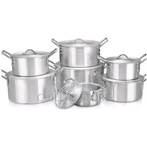 7 Pack of Cooking Pots – Silver