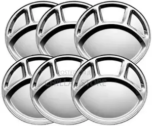 6pc Stainless Steel Round 4-in-1 Component Dinner Plate