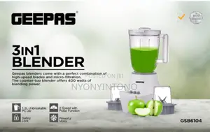 Geepas GSB 6104 400W 3 in 1 Blender – 1.5L Unbreakable Jar