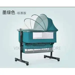 Baby Adjustable Crib Co-Sleeper Cradle Bed With Wheels