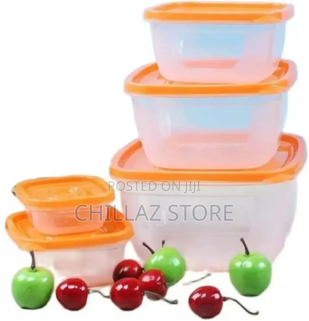 5 Pc Square Airtight Food Storage Containers Tins With Lids
