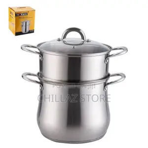 2 Layer Stainless Steel Saucepan and Steamer Soup Pot, 24cm