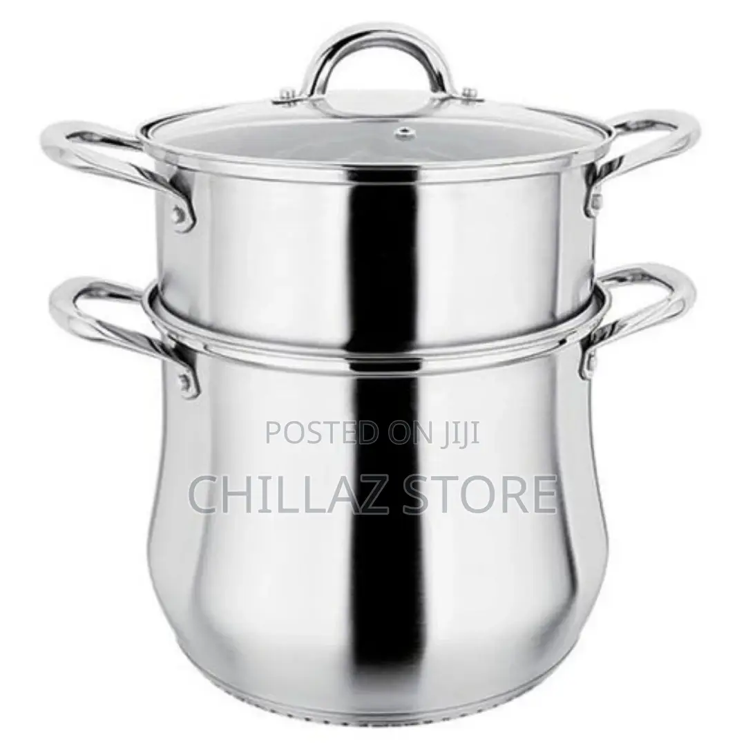 2 Layer Stainless Steel Saucepan and Steamer Soup Pot, 24cm