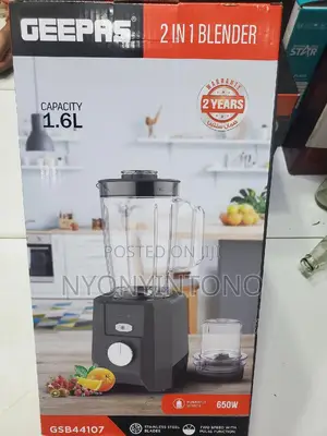 Geepas 2 in 1 Blender GSB 44107 650w Motor 2years Warranty