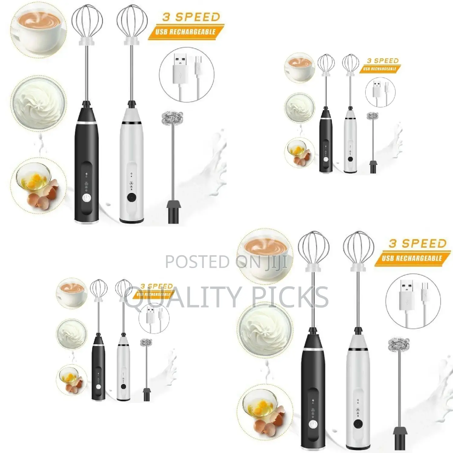 3 Speed Rechargeable Egg Beater
