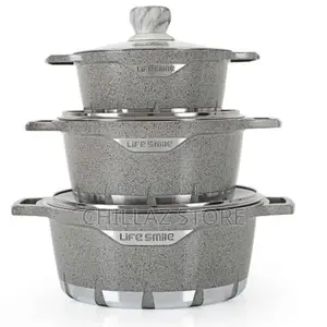 Life Smile 3 Pieces of Non-Stick Serving/Saucepans