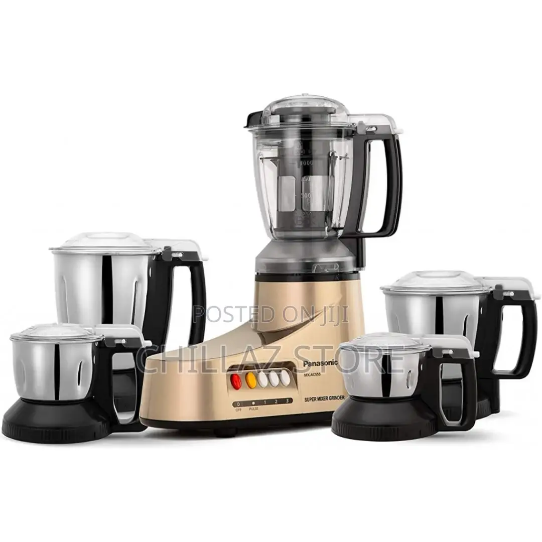 Panasonic MX-AC555 550W Mixer Grinder With 5 Jars, Gold,
