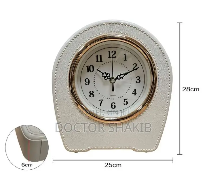 Indoor Leather Living Room Desktop Table Clock