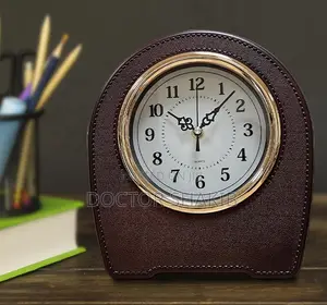 Indoor Leather Living Room Desktop Table Clock
