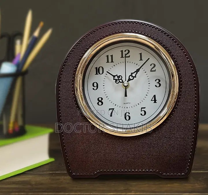 Indoor Leather Living Room Desktop Table Clock